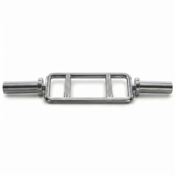 Barra olímpica de tríceps de acero cromado con agarre neutro para discos de 50mm.