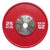 Disco bumper calibrado de competición 25 kg color rojo para powerlifting y halterofilia profesional